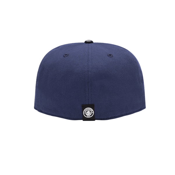 Juventus Swatch Fitted with high crown, PU leather flat peak brim, in Navy